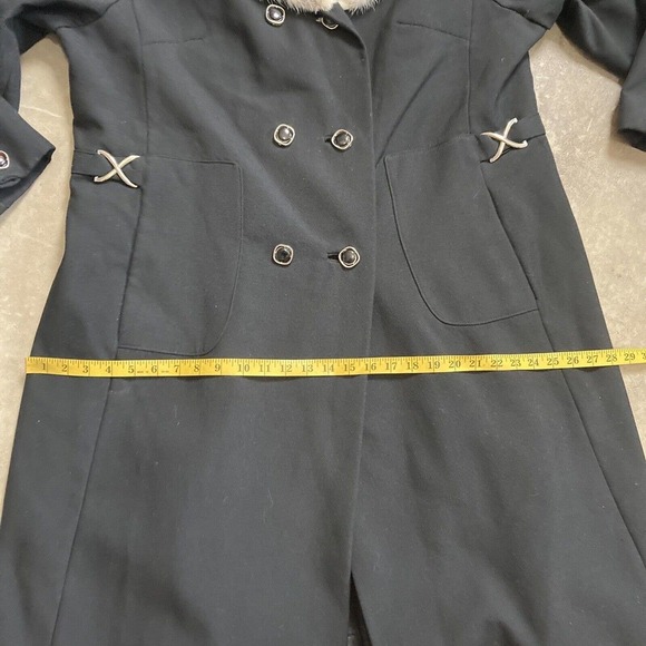 Fox Wers Philadelphia Andover Alnorna Coat Womens 12 Black Fur Collar Mid Length - Picture 4 of 12